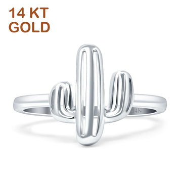 Cactus Ring Simple Plain Statement 14K White Gold Wholesale